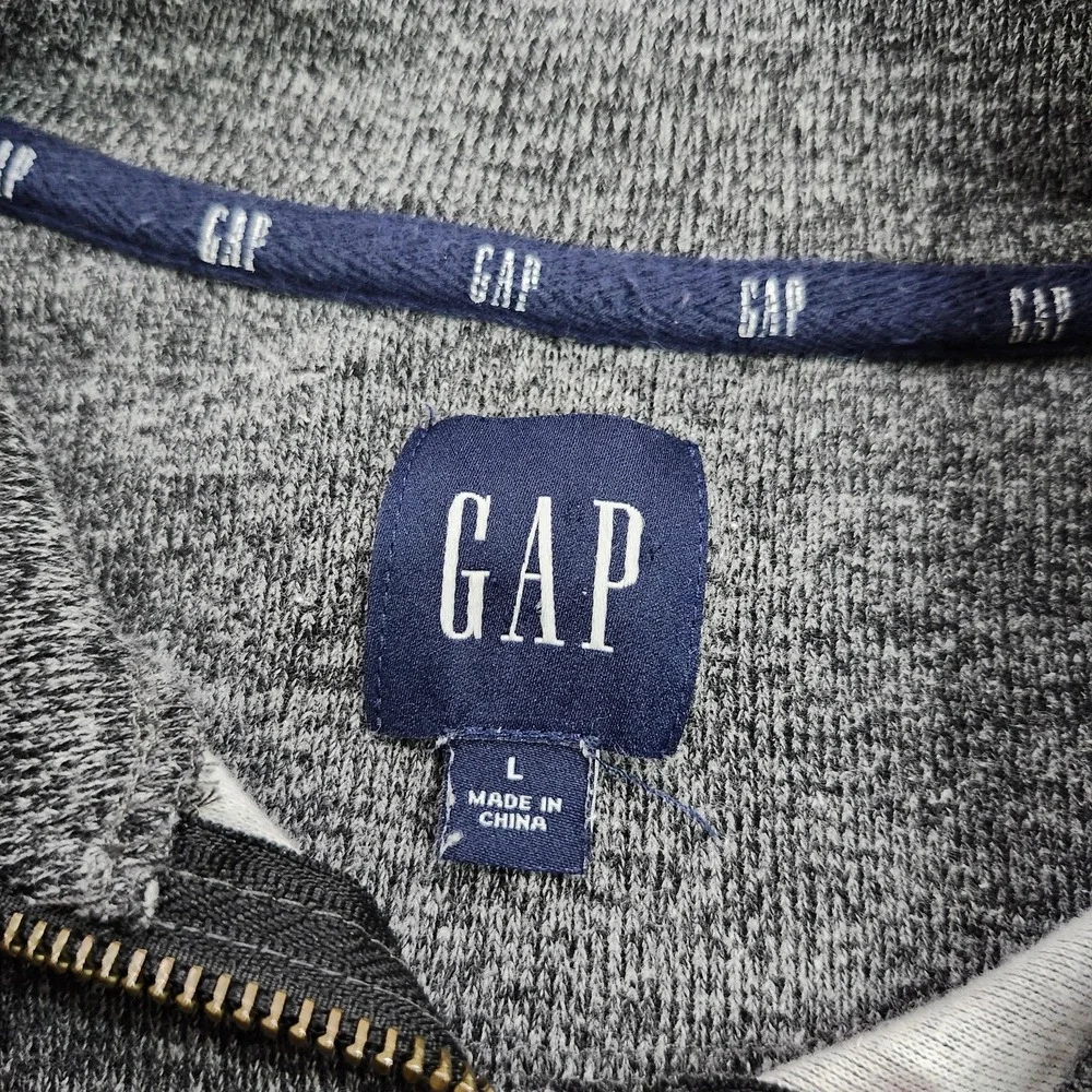 Gap Sweater Mens Large Gray 1/4 Zip Mock Neck Knit Pullover Casual Long Sleeve